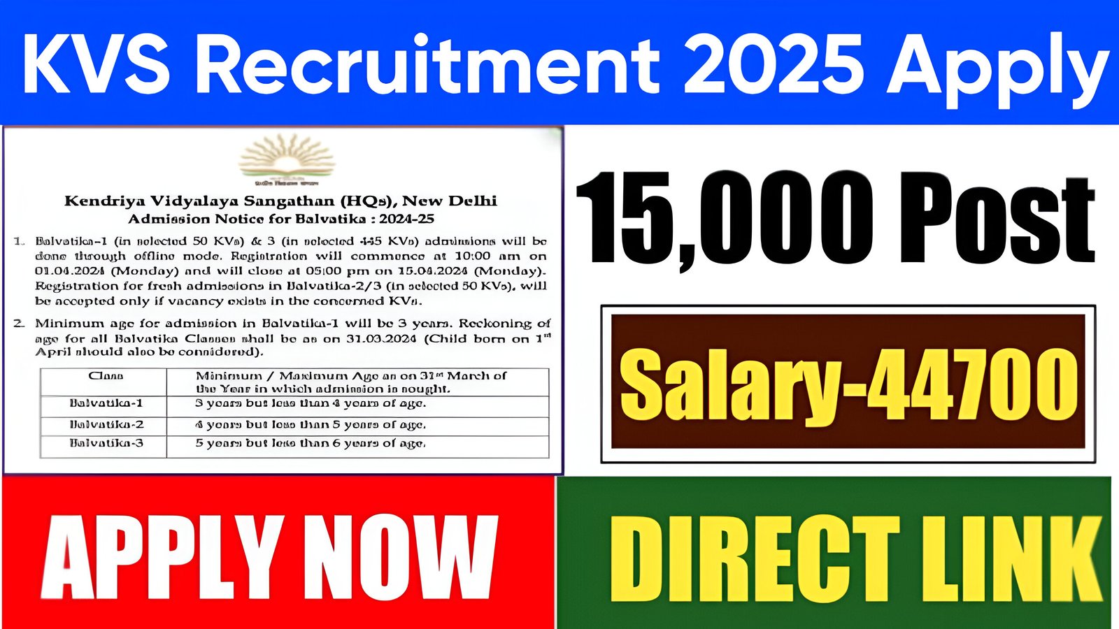 KVS New Notification 2025