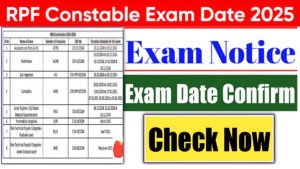 RPF Constable Exam Date 2025