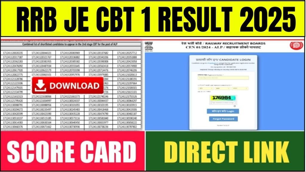 RRB JE CBT 1 Result 2025