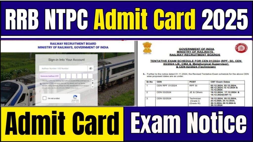 RRB NTPC Admit Card 2025