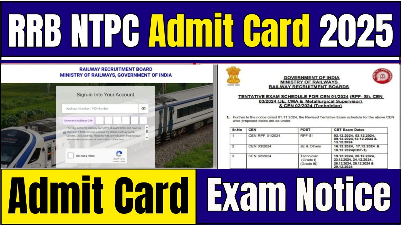 RRB NTPC Admit Card 2025