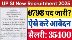 UP SI New Recruitment 2025