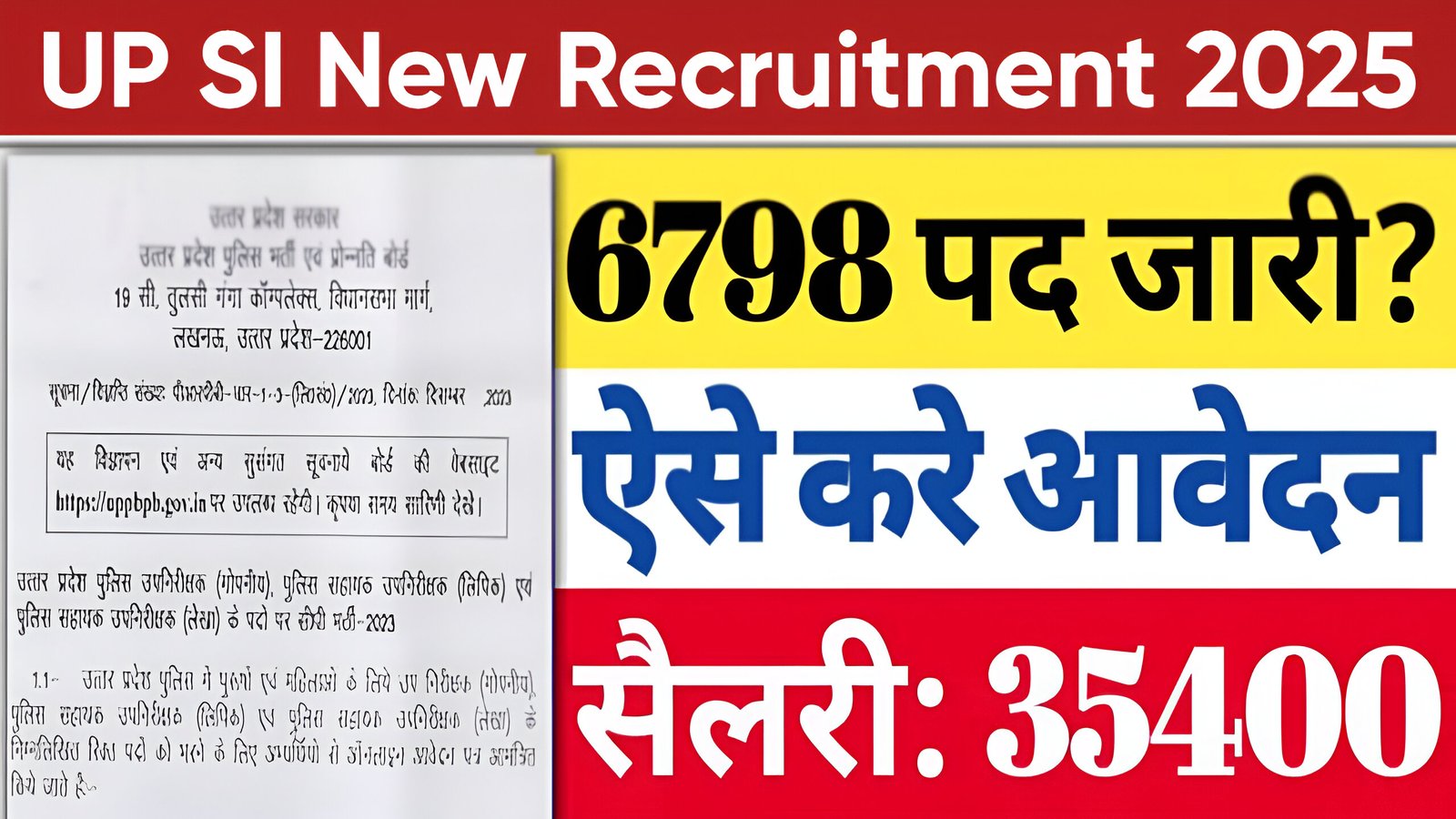 UP SI New Recruitment 2025